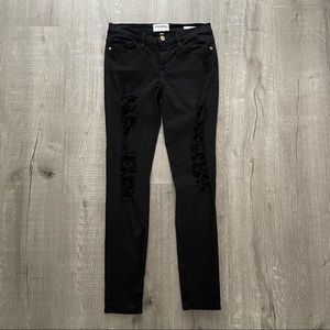 🍉 Frame Black Distressed Skinny Jeans